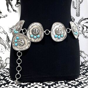Southwest Sombrero Hat Medallion Belt - Size S/M
